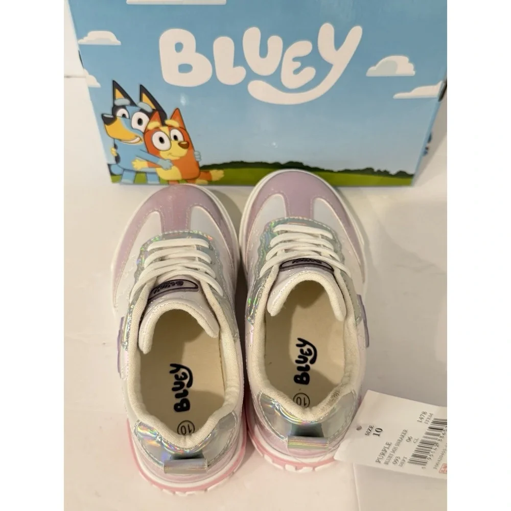Bluey Toddler Shoes 10 Sneakers Girls Size Purple Shimmer Disney School Slip On